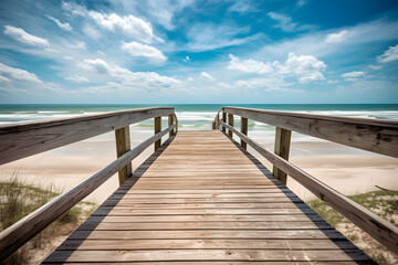 Obraz premium Wooden walkway at the beach in summer