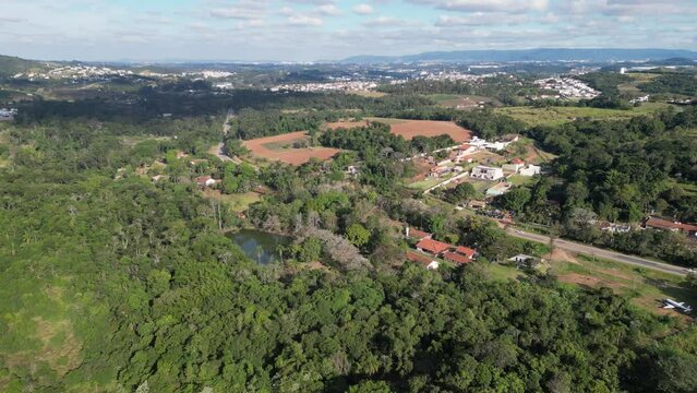 Aerial view of the Vinhedo - Louveira road. Cities located in the interior of S&atilde;o Paulo. Brazil 2023.