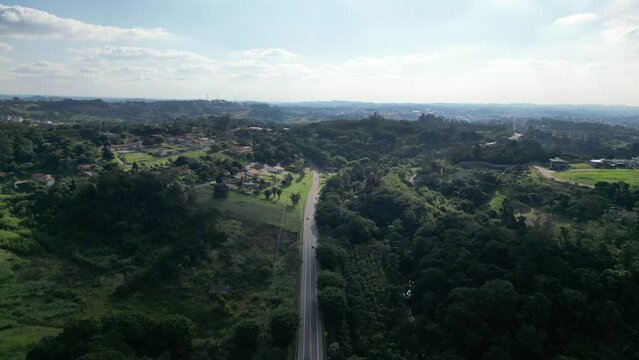Aerial view of the Vinhedo - Louveira road. Cities located in the interior of S&atilde;o Paulo. Brazil 2023.