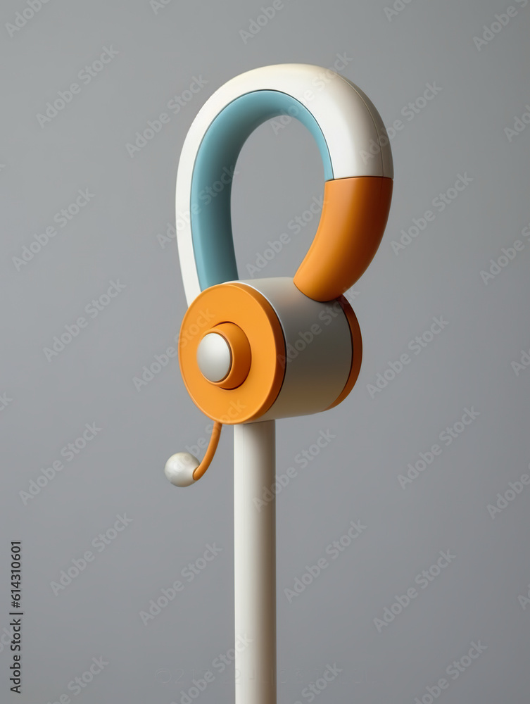 Poster a close up of a headphone on a pole. generative ai.