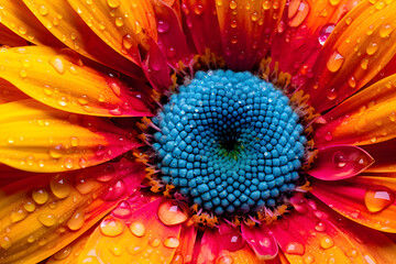 summer flower meadow with water drops