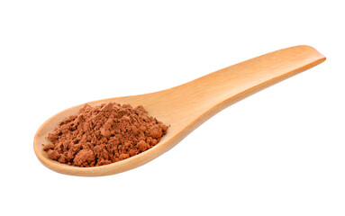Cocoa powder in a wood spoon on transparent png