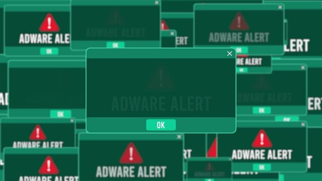Adware Alert Warning Error Window Pop-up Notification Box On Black Screen