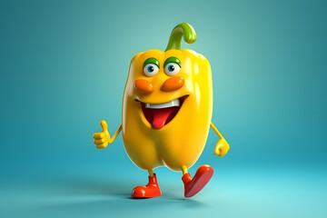 Funny Bell Pepper cartoon character