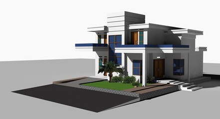 3d rendering of exterior scene of house