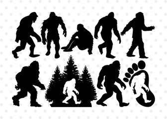 Bigfoot Silhouette, Bigfoot SVG, Yeti Bigfoot Svg, Bigfoot With Tree Svg, Bigfoot Bundle, SB00228 - obrazy, fototapety, plakaty