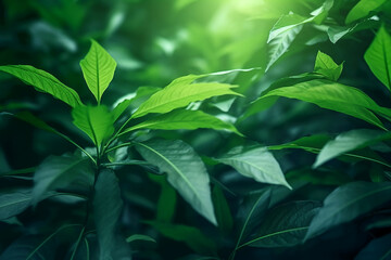 초록색 잎을 근접해서 찍은 사진. 인공지능 생성