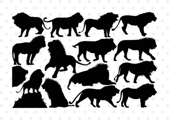 Lion Silhouette, Lion SVG, Lion Head Svg, Lions Svg, Wild Animal Svg, African Animal Svg, Lion Bundle, SB00289