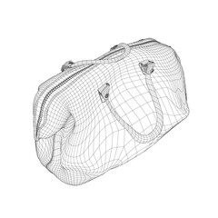 Wireframe Leather handbags. Luxury modern hand bag with handle, clutch and accessory vector illustration. Cosmetic case bag, Travel toiletry portable bag with handle, small zip bag vector template.