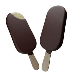Dubble chocolate covered ice cream 3d render mockup.PNG file