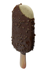 Single chocolate covered ice cream 3d render mockup.PNG file