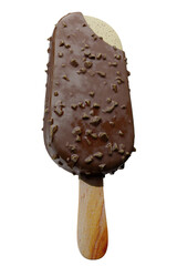Single chocolate covered ice cream 3d render mockup.PNG file
