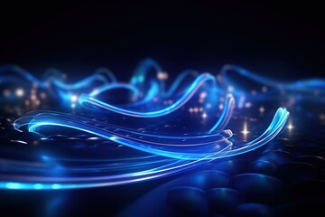 abstract futuristic background with green blue multicolor glowing neon moving high speed wave lines and bokeh lights. Data transfer concept Fantastic wallpaper, Ai Generative