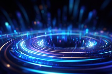 abstract futuristic background with green blue multicolor glowing neon moving high speed wave lines and bokeh lights. Data transfer concept Fantastic wallpaper, Ai Generative