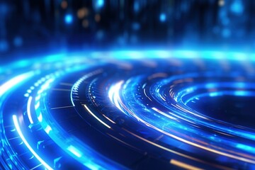 Fototapeta premium abstract futuristic background with green blue multicolor glowing neon moving high speed wave lines and bokeh lights. Data transfer concept Fantastic wallpaper, Ai Generative