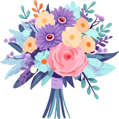 Pastel flower Bouquet floral elegant wedding card