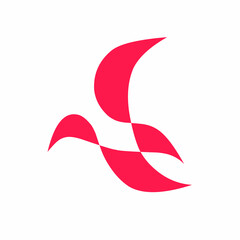 Obraz premium vector logo in the shape of a bird in red color