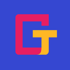 Fototapeta premium gt logo by combining two letters, using two colors red and orange