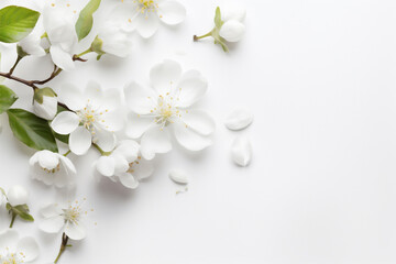 Fototapeta na wymiar white floral wedding celebration beautiful nature spring background flower space blossom. Generative AI.