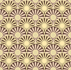 Japanese Circle Flower Wave Vector Seamless Pattern