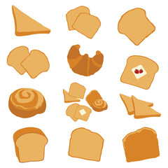 Set of bakery icon, bakery items, bread products for bakery and coffee shop.