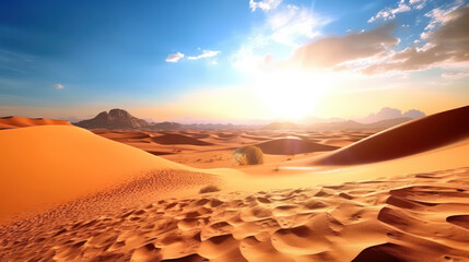 A stunning image of a futuristic desert with sand. This image showcases the beauty and uniqueness of a sci-fi landscape AI Generative