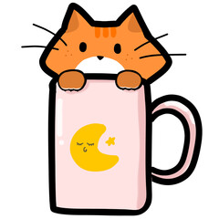 cat with a cup of tea