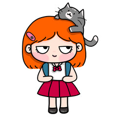 girl with cat