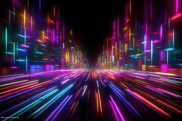 Obraz premium abstract futuristic background with pink blue glowing neon moving high speed wave lines and bokeh lights. Data transfer concept Fantastic wallpaper, Ai Generative