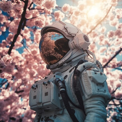 Astronaut in spring