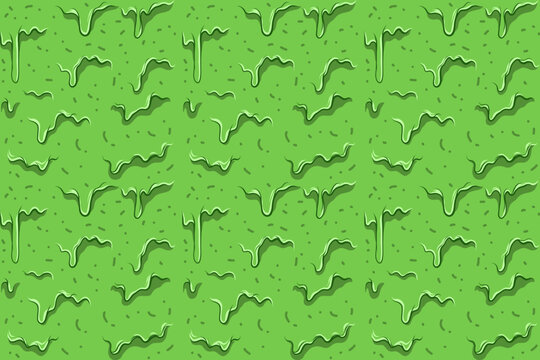 Green melted pattern. Seamless slime background pattern. Zombie background. Vector melted pattern