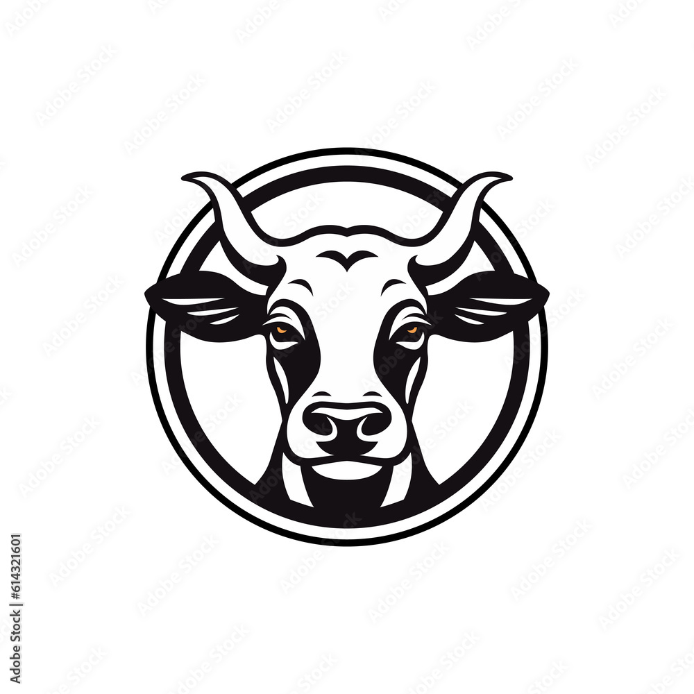 Wall mural simple cow animal farm app start up logo vector illustration template design