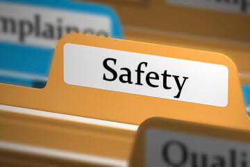 Safety word on file folder tab