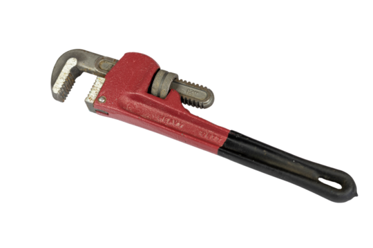 Red pipe wrench top view