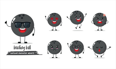 cute moon cartoon with many expressions. different activity pose vector illustration flat design set with sunglasses.