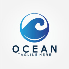 wavy blue ocean water letter O ocean wave logo design vector