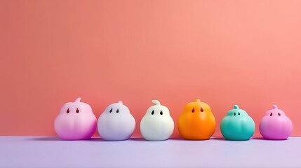 Halloween Colorful Decoration with pastel background and copy space ai generated