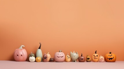 Halloween Colorful Decoration with pastel background and copy space ai generated