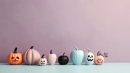 Halloween Colorful Decoration with pastel background and copy space ai generated