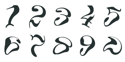 Numerical font. Font of number, numeral, modern fat style with contemporary bubble design