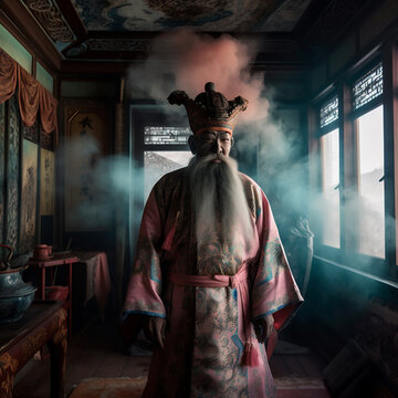 Chinese drama character image, in a magical scene atmosphere