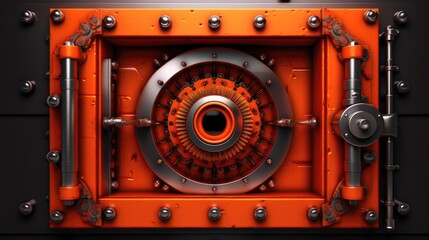 Big Safe Deposit Biometric Authentication Eye Scanning Orange Black. Generative AI