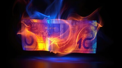 Fire Euro Captivates With Its Vibrant Glow Of Monetary Value. Generative AI