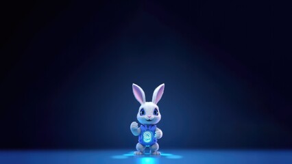 Fototapeta na wymiar Cartoon Rabbit Character Design Blue Background. Generative AI