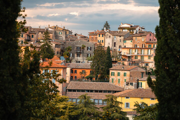 Fototapeta premium Perugia Italy Thruogh Trees, Perugia Italy
