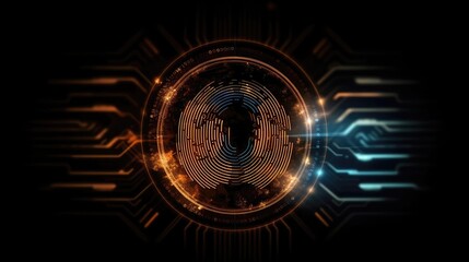 Biometric Authentication Fingerprint Scanning Cybersecurity Conceptual Bronze Black. Generative AI