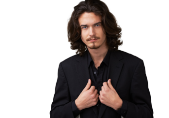 Man, cool portrait and modern fashion with confidence and suit isolated on a transparent, png background. Formal blazer, attractive and male person with hip clothing of model with Italian style