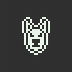 this is Dog face icon use 1 bit style in pixel art with white color and black background ,this item good for presentations,stickers, icons, t shirt design,game asset,logo and your project.