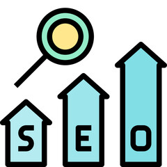 seo black outline filled color icon