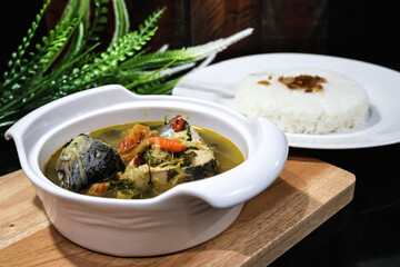 Pindang Serani, a traditional fish soup of Jepara, Central Java. Its flavor is a combination of spicy and sour. Better served hot with rice and fried shallot